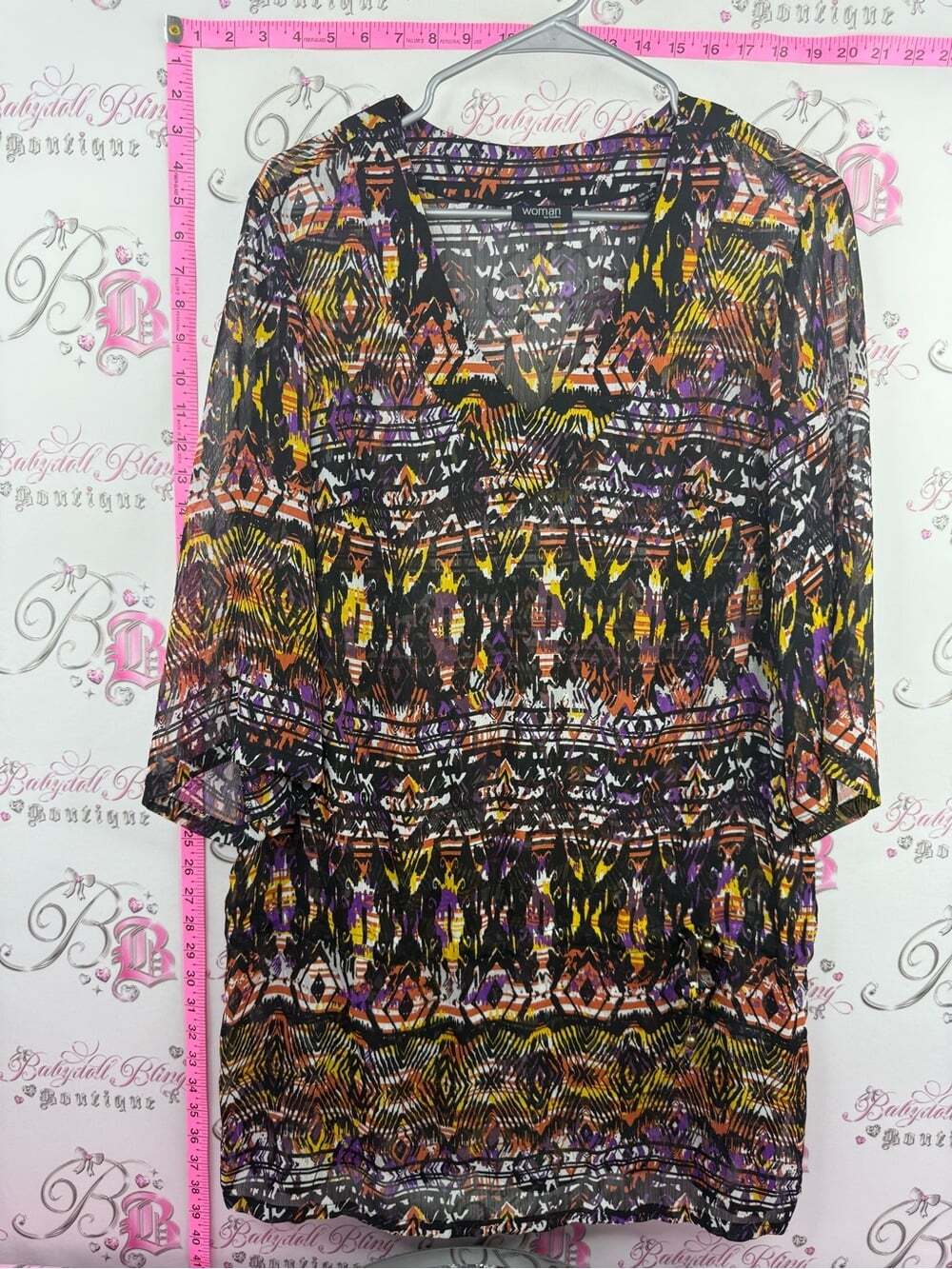 Woman top or mini dress Aztec Patterned V-Neck Blouse flowy